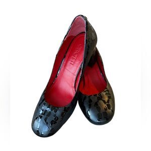 Girotti Handmade shiny croco leathers designer sz 40 block heel round toe heels